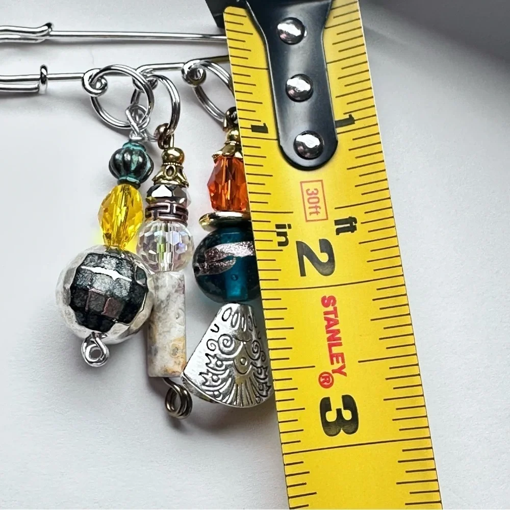 Brooch Pin Hand Crafted | Glass Beaded |  Artisan Multicolor Wire-Wrapped OOAK